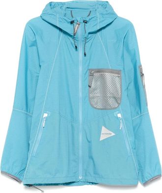 And Wander Giacca Breath Rip con cappuccio - Blu