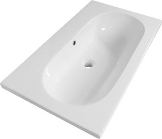 Saniclass Palermo Meubelwastafel - 80x47x3.5cm - overloop - 1 wasbak midden - zonder kraangat - keramiek - wit