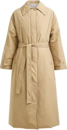 Hev&ograve; Moschella Coat - Oversized Taffeta Trench - Dames - Trenchcoats - Beige - M - Katoen - Jassen