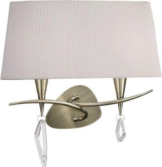 Mantra Inspired Mantra Mara Wall Lamp 2 Light E14, Antique Brass With Ivory White Shade