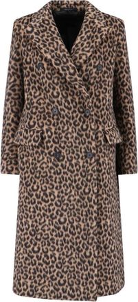 Tagliatore Jole Coat Midi Double-Breasted - Brown Animalier