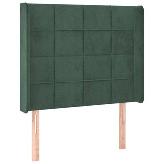 vidaXL Cabecero Con Orejas De Terciopelo Verde Oscuro 103x16x118/128cm Vidaxl