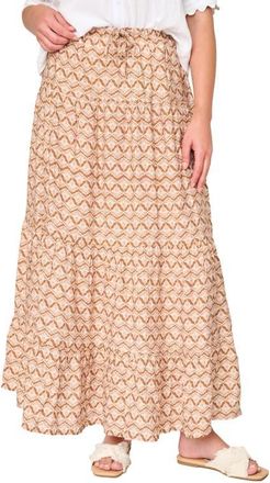 Gibsonlook Tiered Maxi Skirt in Mocha Shell at Nordstrom, Size Xx-Small