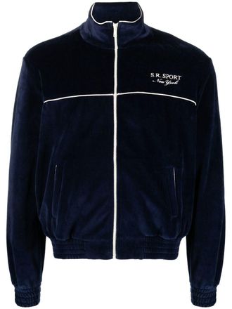 Sporty & Rich logo-embroidered zipped sweatshirt - Blue