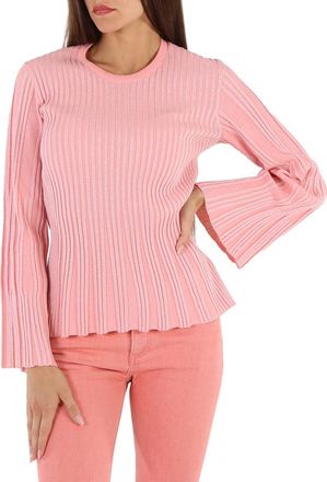 Kenzo Flamingo Pink Metallic Ribbed-Knit Jumper, Size Large