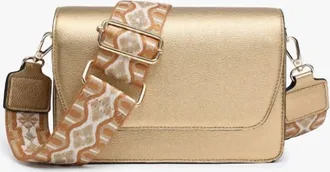 Jen & Co. Womens Noah Guitar Strap Crossbody Bag In Gold