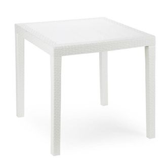 Trade Shop Trade Shop - Tavolo Tavolino Quadrato Design Finto Rattan Vimini Bianco 79x79x72cm Bar Casa 052000