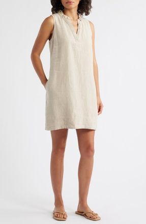 Tommy Bahama Two Palms Double Ruffle Linen Dress in Natural at Nordstrom, Size X-Small