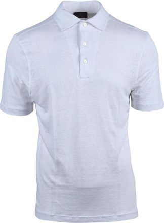 Ambrosio White Linen Polo Shirt
