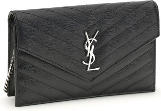Saint Laurent Womens Cassandre Mini Shoulder Bag Nero Calf Leather Bos Taurus Wallet