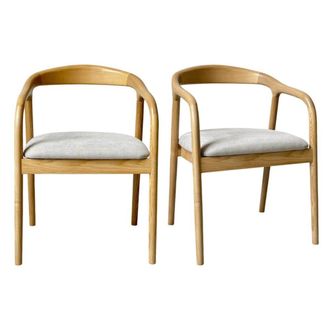 Moloo Silla de comedor en fresno y tela glory greige (x2)