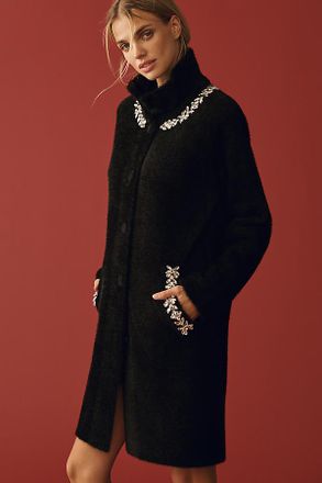 NVLT Eyelash Knit Embellished Coatigan Jacket