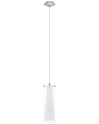 Eglo Eglo Pinto 1 Light Mini Pendant With Chrome Finish & Clear & White Glass Shade