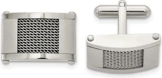 Diamond2Deal Stainless Steel Brushed and Polished with Wire Inlay Cufflinks