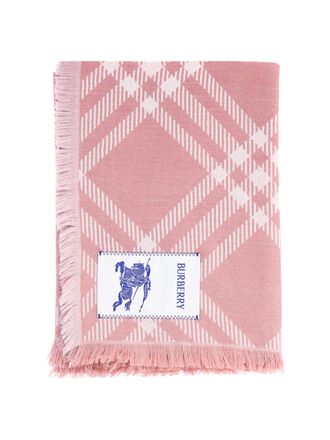 Burberry Geometric-Patterned Wool Silk Blend Scarf - Pink