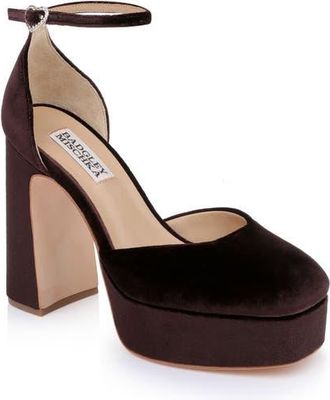 Badgley Mischka Jayda Ankle Strap Platform Pump in Dark Brown at Nordstrom, Size 7.5