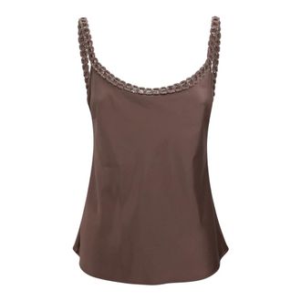 D.exterior Sleeveless Tops, female, Brown, Size: M Faux-satin Sleeveless Top