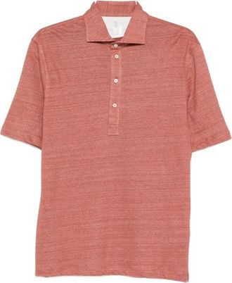 Brunello Cucinelli Linnen Polo Shirt - Heren - Polos - Rood - XL - Linnen - Tops
