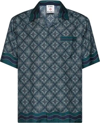 Casablanca Cuban Collar Short Sleeve Shirt - male - Casablanca - Short Sleeve Shirts - Multicolor - XL - Shirts