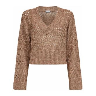 Brunello Cucinelli Dames, Truien, Bruin, Maat: M Linnen