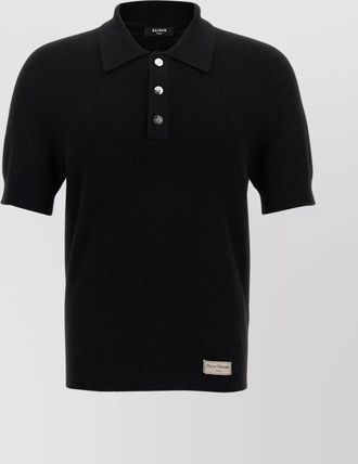Balmain merino wool regular-fit short-sleeve polo shirt