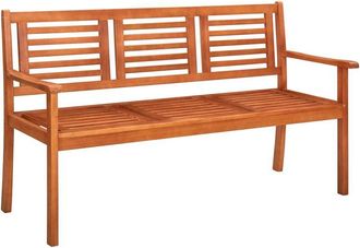 vidaXL 3-Seater Garden Bench 150 cm Solid Eucalyptus Wood vidaXL