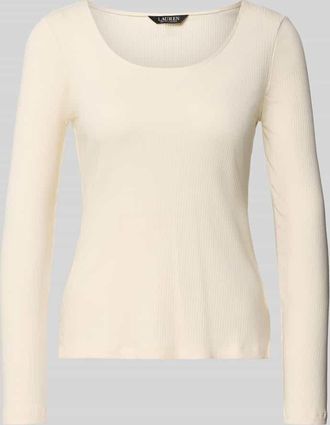 Lauren Ralph Lauren Longsleeve in Ripp-Optik Modell CHITRA in Ecru, Größe XXL