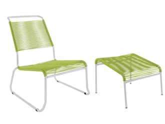 Schubiger M&ouml;bel Spaghetti-Kufen-Lounger-Hochlehner + Hocker S&auml;ntis