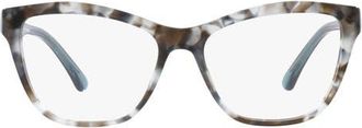 Emporio Armani 52mm Cat Eye Optical Glasses in Shiny Blue Havana /Demo Lens at Nordstrom