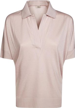 Herno Polo in Glam Knit Effect - Dames - Polos - Roze - XL - Katoen - Tops