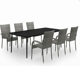 vidaXL Juego De Comedor Para Jard&iacute;n 7 Piezas Gris Y Negro Vidaxl