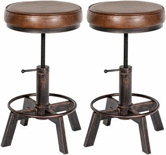 Clp Clp - Set De 2 Taburetes Destin Industriales En Polipiel Bronce