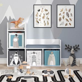 Vicco Estante Infantil Luigi, Blanco, 107.2 X 88.6 Cm Con 2 Cajas Plegables Opt.2 Vicco