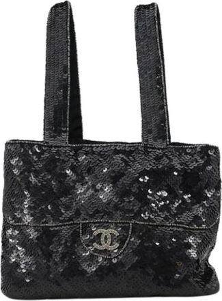 Chanel Pre-owned Vintage Tote Bag - Dames - Vintage Shopper - Zwart - ONE Size - Pailletten - Vintage