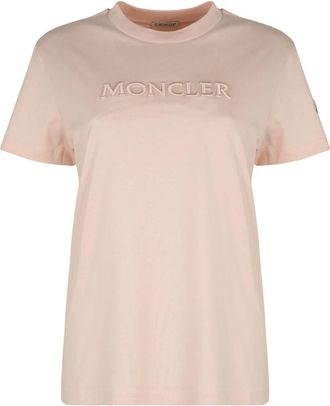 Moncler Logo T-Shirt - Dames - T-shirts - Roze - XS - Katoen - Tops