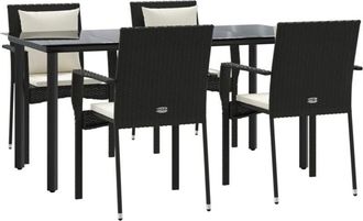 vidaXL Set De Muebles Jard&iacute;n 5 Pzas Con Cojines Rat&aacute;n Sint&eacute;tico Negro Vidaxl