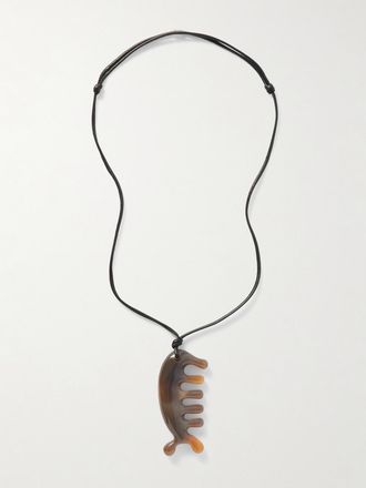 Christophe Lemaire Collana In Cordoncino Con Aragonite Beluga Gua Sha - Grigio