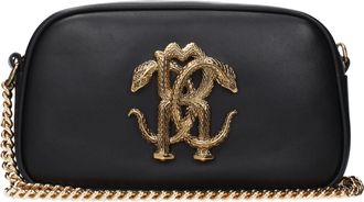 Roberto Cavalli Black Leather Crossbody Womens Bag