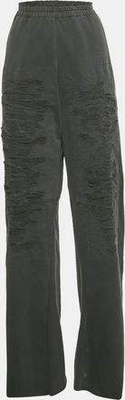 Maison Margiela Maison Martin Margiela Grey Cotton Distressed Raw Hem Track Pants