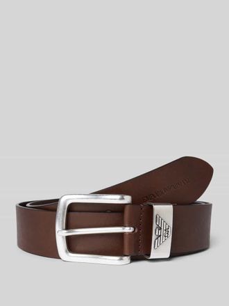 Emporio Armani Lederg&uuml;rtel mit Label-Pr&auml;gung in Dunkelbraun, Gr&ouml;&szlig;e 100