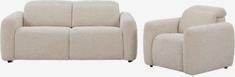 Sklum Conjunto De Sal&oacute;n Con Sof&aacute; De 2 Plazas Reclinable Y El&eacute;ctrico Y Sill&oacute;n Tapizado Peggy Sklum
