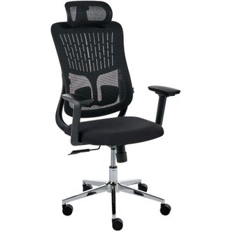 Beliani Office Chair Black Mesh Upholstery Adjustable Armrests and Headrest Seat Height Adjustment Swivel Base Tilting Backrest PARTNER