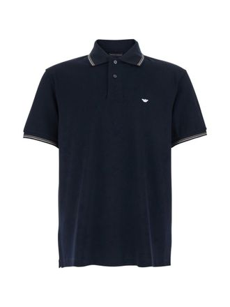 Emporio Armani Navy Blue Embroidered Logo Polo