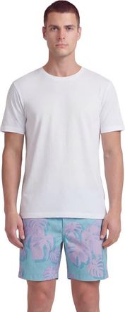 Lords of Harlech Monstera Floral Mens Flat Front Short in Monstera Floral Teal at Nordstrom, Size 32