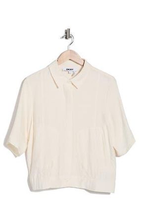 DKNY Short Sleeve Roll Tab Jacket in Coconut at Nordstrom Rack, Size X-Small
