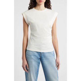 BOSS Epka Strong Shoulder Jersey Top in Soft Cream at Nordstrom, Size X-Large