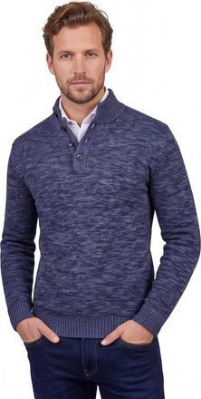 Fynch-Hatton Fynch Hatton Buttoned Troyer trui donkerblauw
