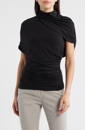 Reiss Zuri Ruched Mock Neck Knit Top in Black at Nordstrom Rack, Size 10 Us / 14 Uk
