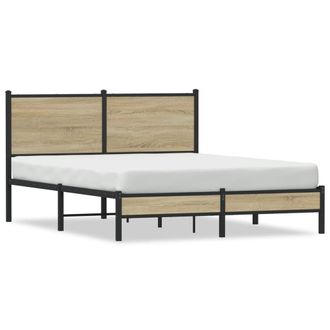 Berkfield Home Metal Bed Frame without Mattress Sonoma Oak 140x200 cm in Brown
