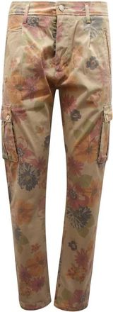 Daniele Alessandrini Blauwe Cargo Broek Bloemenpatroon Baggy Fit - Heren - Slim Fit Broeken - Veelkleurig - W30 - Broeken